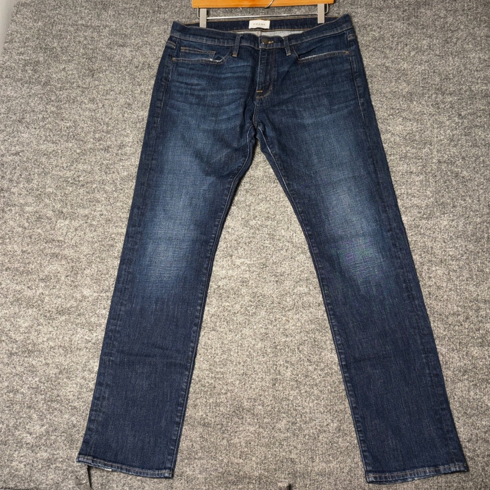 FRAME Denim Jeans Men's Size 32 Dark Wash Slim Straight L'Homme designer stretch